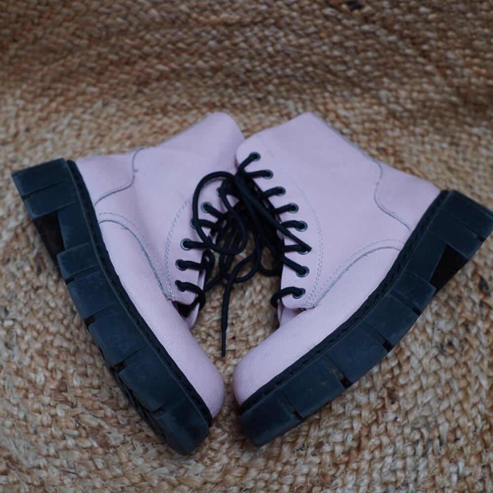Pink Combat Boots Chunky Lug Sole Womens 6